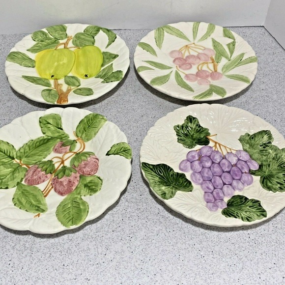 Vintage Dining Vintage Fruit Theme Plates 97s Ceramic Display
